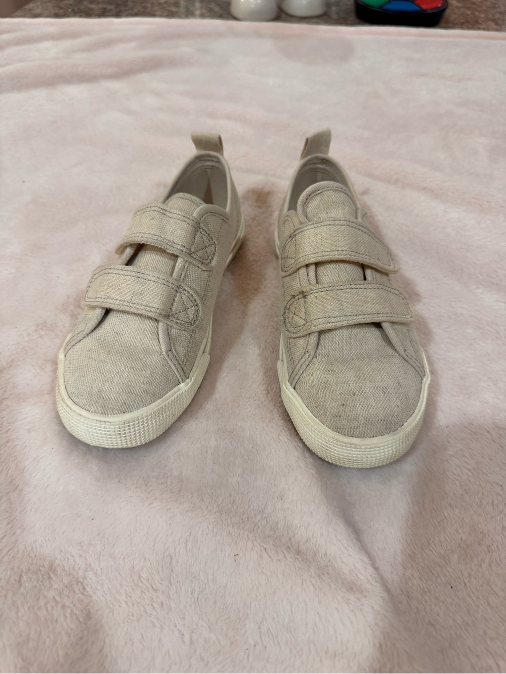 H&M Neutral Beige Canvas Velcro Kids Sneakers
